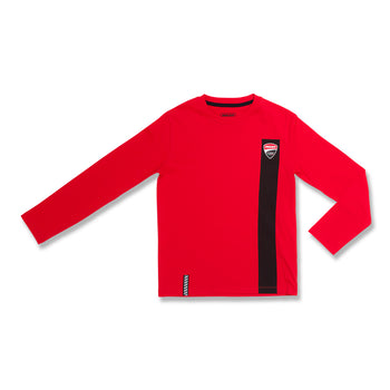 Maglia a maniche lunghe rossa da bambino con badge Ducati Corse Stripe, Abbigliamento Sport, SKU a761000023, Immagine 0